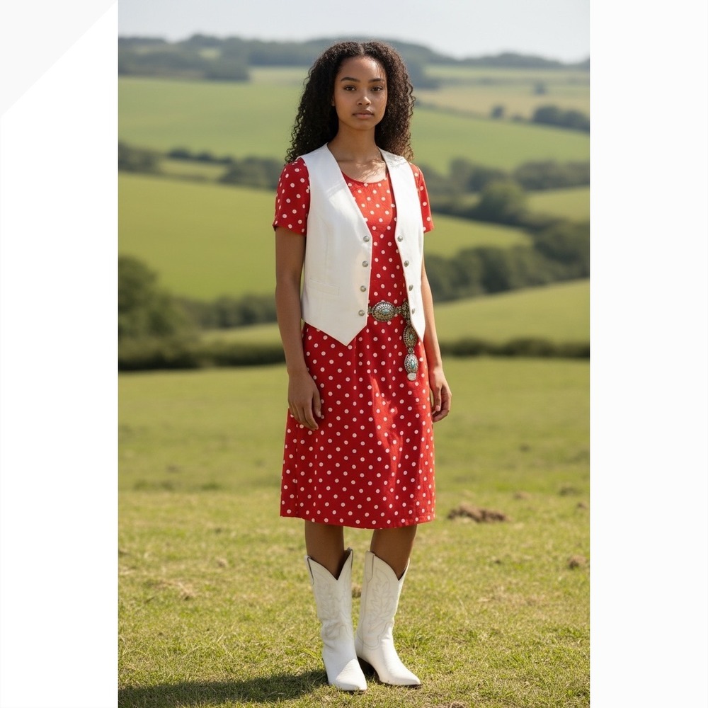 My Michelle Polka Dot Dress Women Size 9/10 Red White Good Vintage Fit & Flare